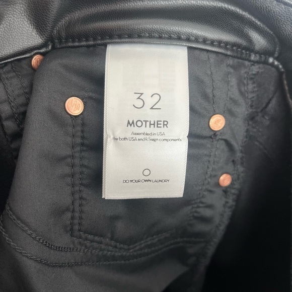 Mother Insider Vegan Leather Ankle Flare Black Pants Size 32 - Picture 13 of 16